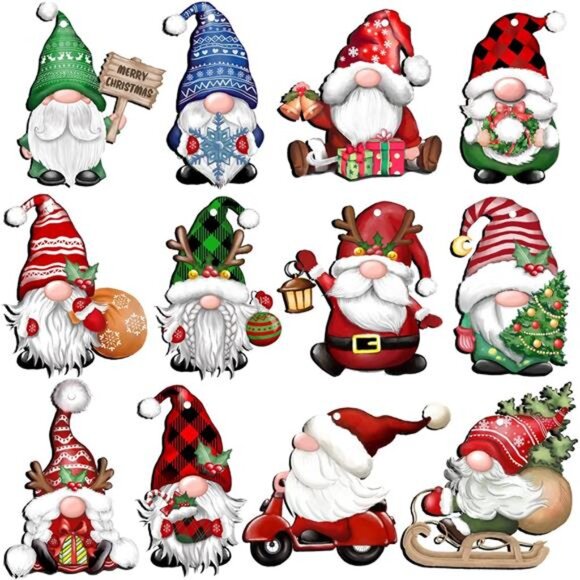 24 Pieces Christmas Gnome Wooden Hanging Ornaments, Wood Hanging Decor for - Picture 1 of 7